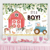 Lofaris Green Leaves Farm House Animal Baby Shower Backdrop